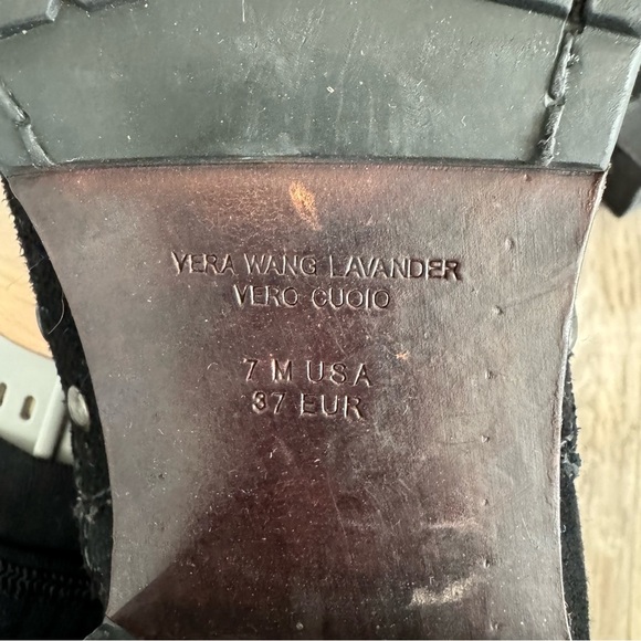 Vera Wang Lavender Label Suede Studded Almond Toe Calf Length Block Heel Boots - Picture 7 of 13